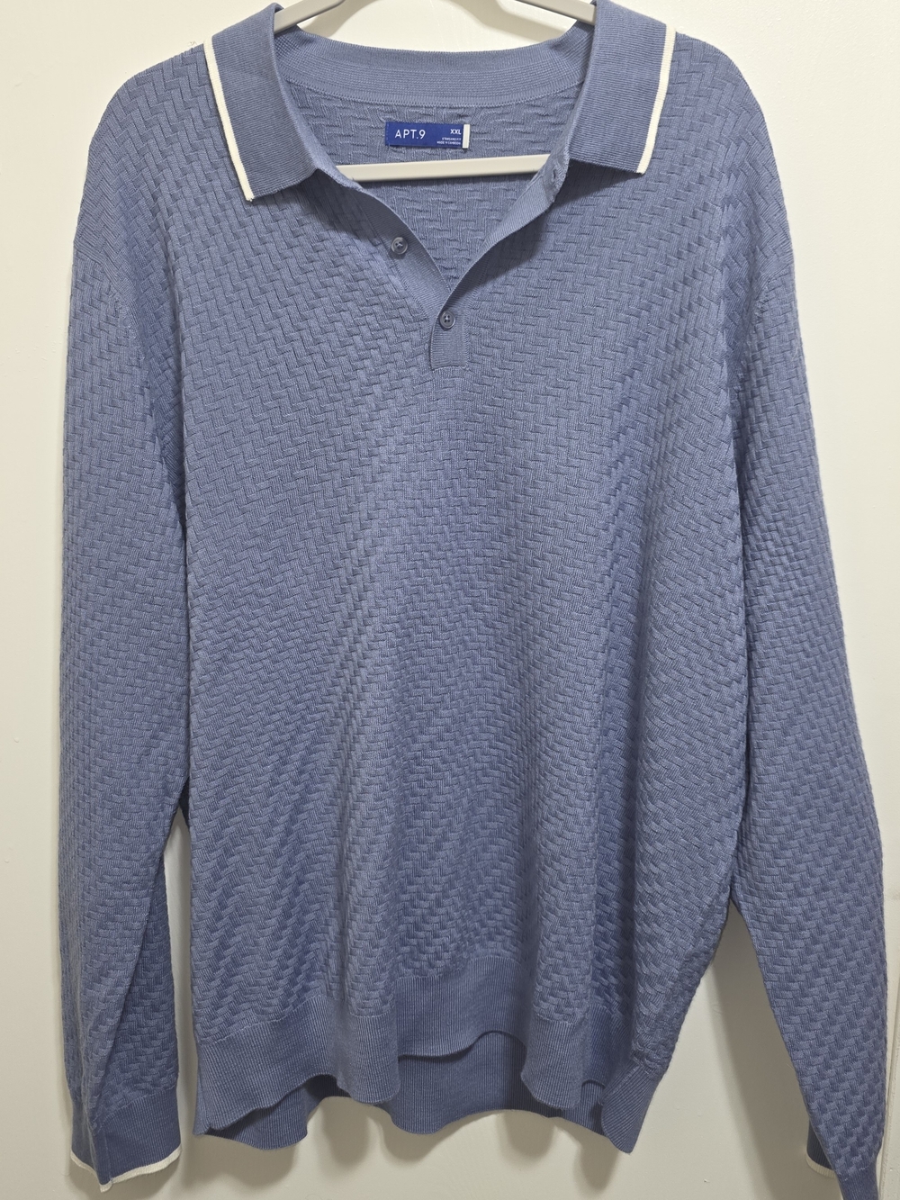 Apt. 9 Men’s Light Blue Long-Sleeve Polo Sweater